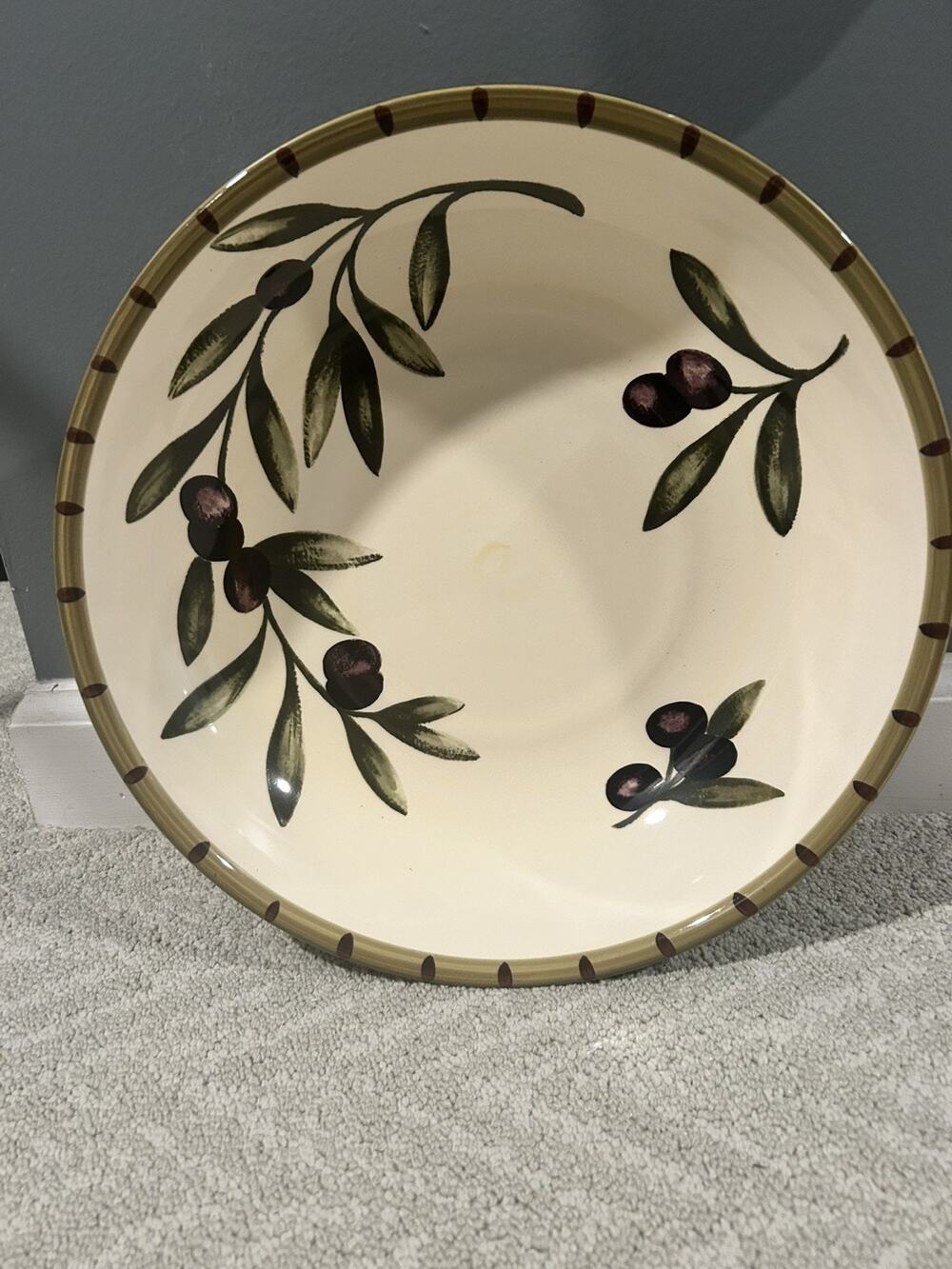 Williams Sonoma Pasta Bowl Liguria Pattern Olive Branches Glossy